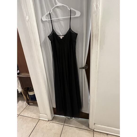 Victoria Secret Black Sheer Mesh Maxi Slip Dress/gown Sz M Sexy Y2K Honeymoon - Picture 2 of 9